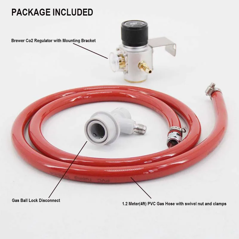 Brewer Co2 Regulator with 1.2Meter Air Line Ball Lock Disconnect 0-30psi Soda Gas Bottle Thread Tr21*4 Portable Kegging Parts