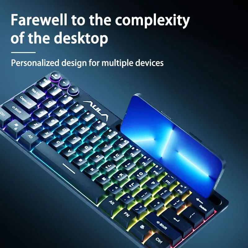 Mechanical Keyboard AULA F3061 61 Keys Wired Mini RGB Backlight for Desktop Laptop Game