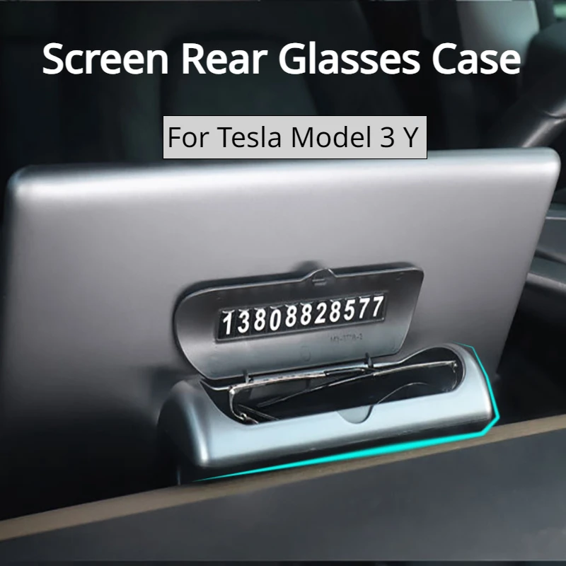 

For Tesla Model 3 Y Glasses Case Screen Rear Glasses Storage Box with Phone Number Card Model3 Modely Car Interior Accessories