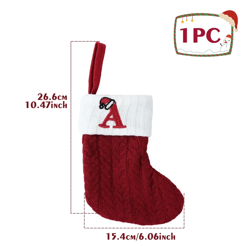 thumbnail image 1 of Letras Medias navideñas Tejido Colgante para árbol de Navidad Adornos para el hogar Gorro navideño 2024 Calcetines con alfabeto Decoración de año nuevo 2025, 1 of 5