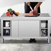 Stainless Steel Kitchen Cabinet Workbench Commercial Operating Table for Hotel Home Cupboard with Sliding Door Kitchen Furniture 1