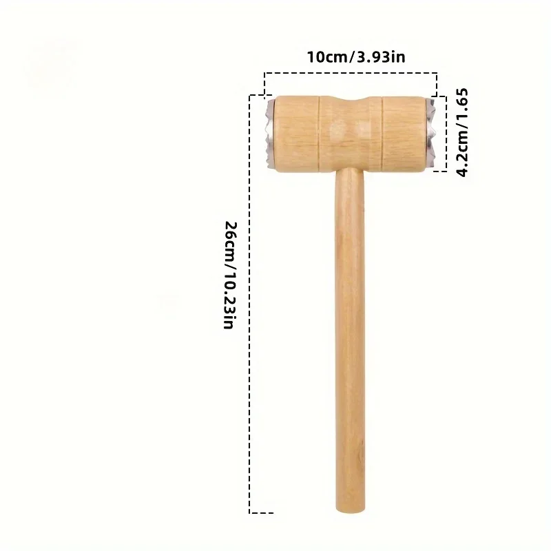Versatile Double-Sided Wooden Handle Meat Mallet-Perfect For Steak Tenderizing & Sinew Breaking Essential Kitchen Gadget