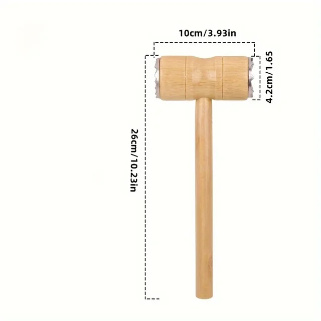Versatile mazzuolo per carne con manico in legno bifacciale: perfetto per l'allentamento di bistecche e la rottura sinusoidura, gadget da cucina essenziali 2