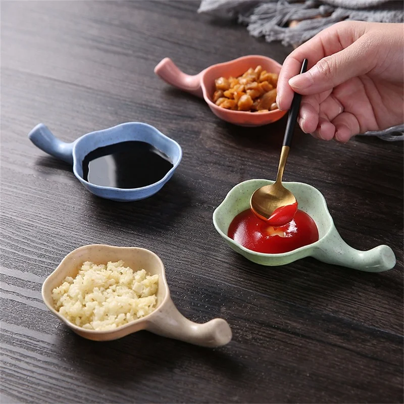 4 Pc Multipurpose Kitchen Sauce Vinegar Seasoning Dish Wheat Straw