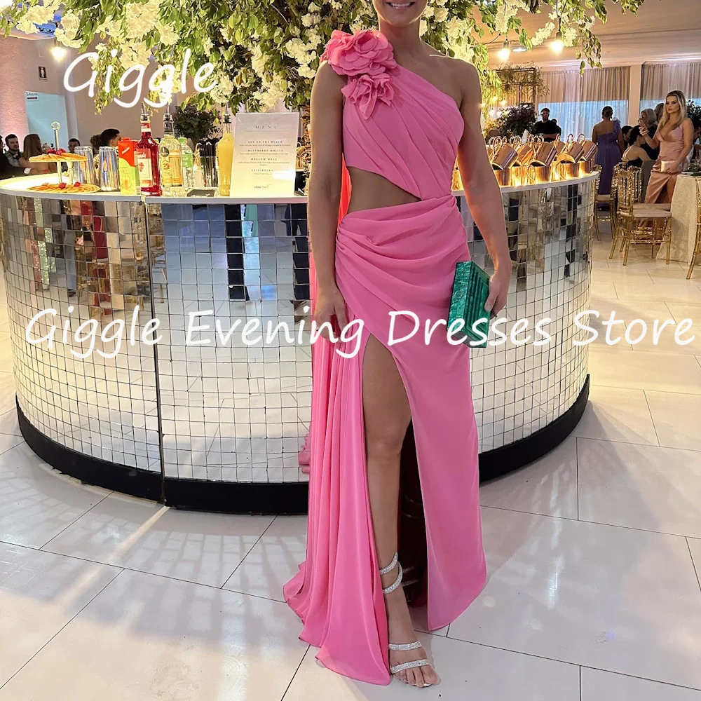 

Giggle Chiffon Straight One-shoulder Formal Elegant Prom Gown Ankle-length luxury Evening Pretty Party Dresses for Women 2023