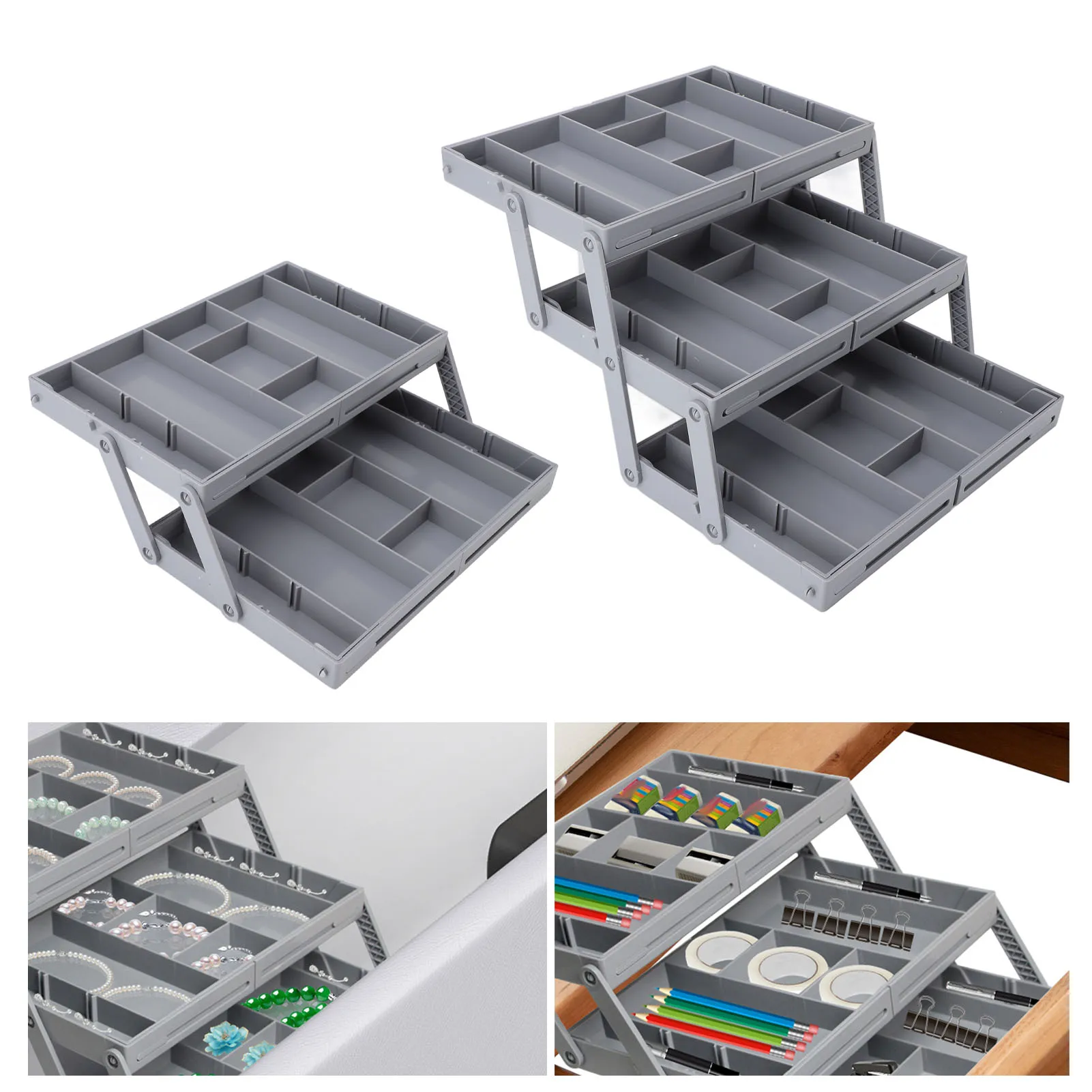 Versatile and Durable Folding Drawer Organizer Tray Set