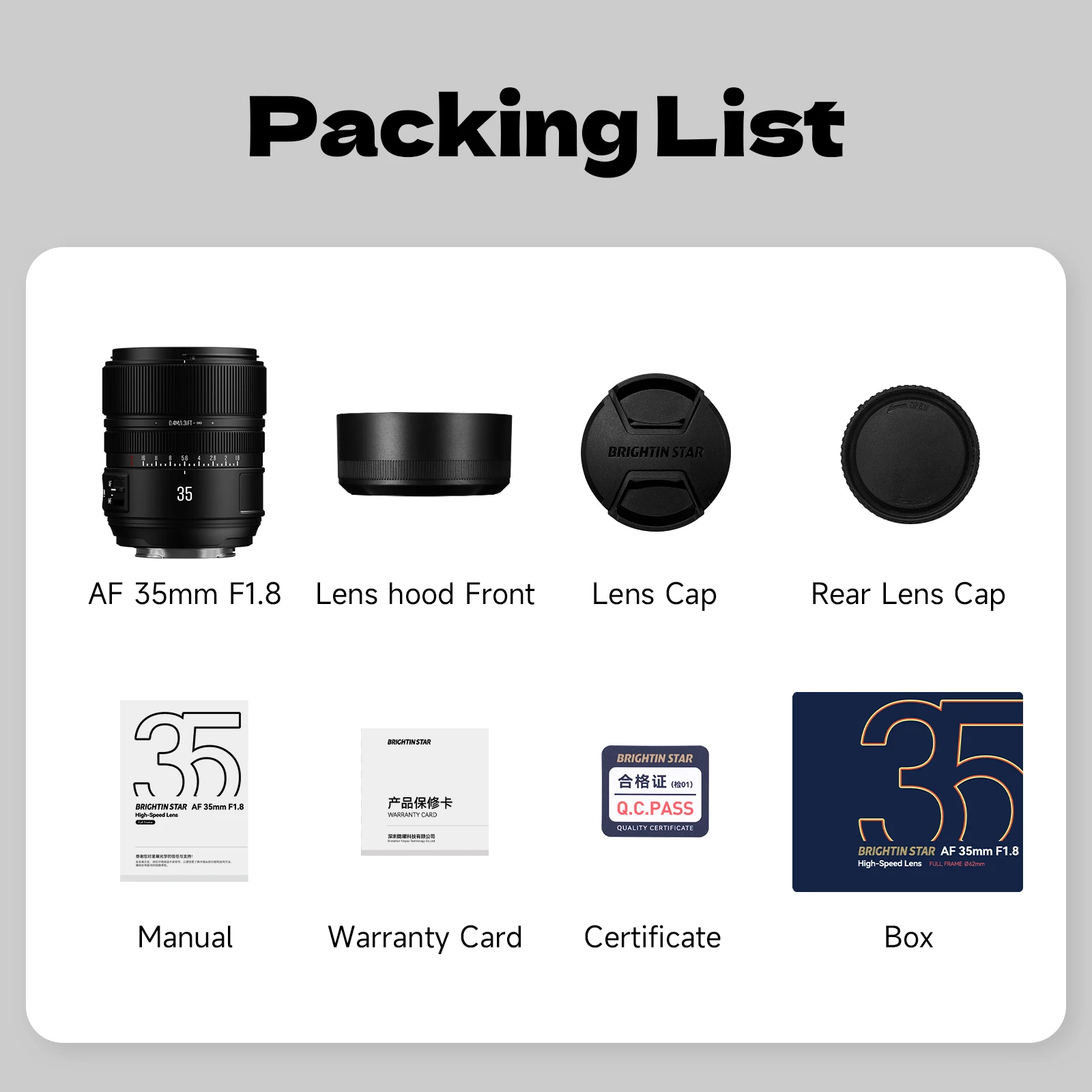 Brightin Star AF 35mm F1.8 フルサイズ単焦点カメラレンズ STM静音