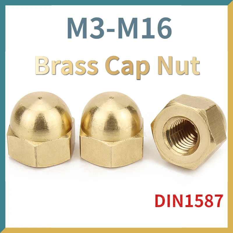 

1/ 2/ 5/ 10/ 20/ 50Pcs DIN1587 Brass Cap Hex Nuts Decorative Dome Head Cover Semicircle Acorn Nut M3 M4 M5 M6 M8 M10 M12 M14 M16