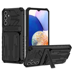 Heavy-Duty Armor Kickstand Phone Case with Card Slot Holder for Galaxy A35 (Black)