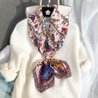 90*90cm Square Scarf Twill Cotton Feeling Women Head Shawls And Wraps Luxury Print Neck Scarves Hijab Bandana Pashmina 3
