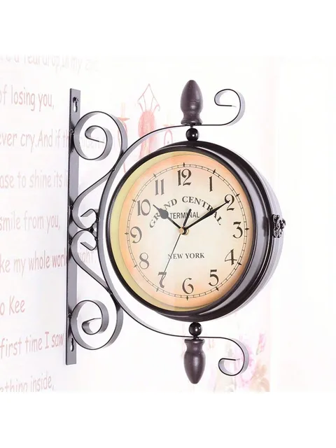 8-Inch Double-Sided Retro Station Wall Clock – Round Chandelier Design 2