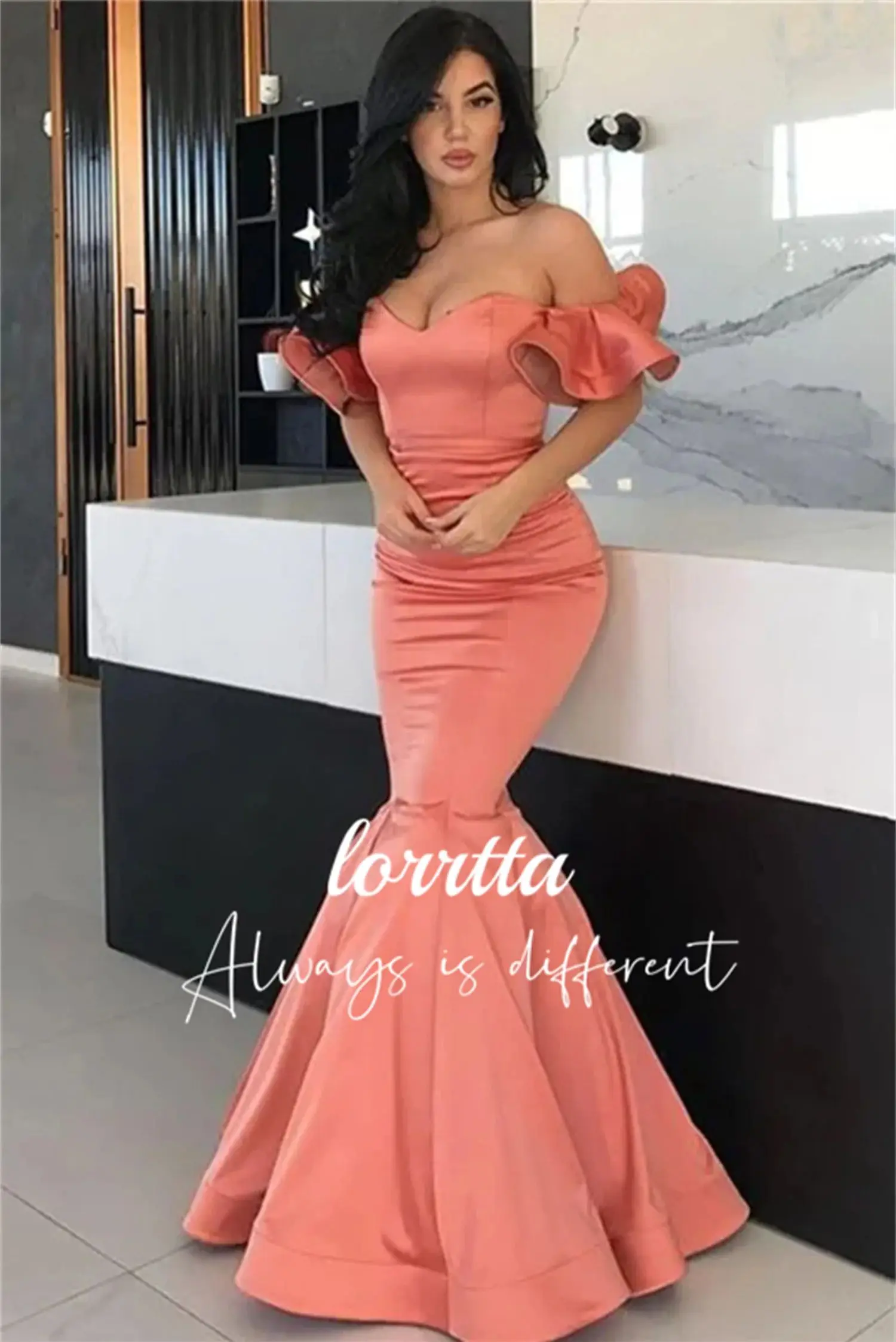 

Lorrtta Sweetheart Neckline Ruffled Fishtail Skirt Ball Gown Cocktail Party Dress Satin فساتين طويلة Vestido De Gala Mujer Noche