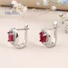 Natural dark ruby clasp earring oval 5*7mm natural precious gemstone 925 sterling silver jewelry for women lady nice gift 3