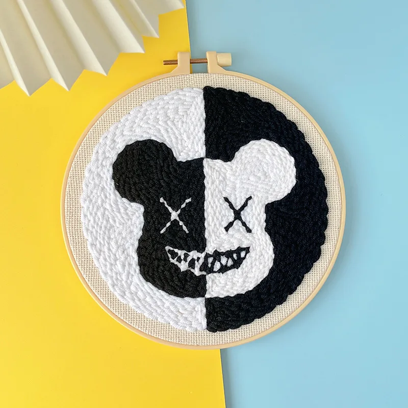 Russian Poke Embroidery Kit Handmade Diy Wool Material Bag Woven Lover Cotton Embroidery Needle Poke Music Ornament Gift