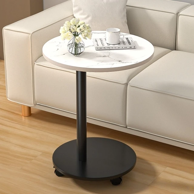 Table à manger ronde moderne, table d'appoint portable à roulettes, table basse, table de chevet, table d'appoint pour salon, balcon, canapé 1