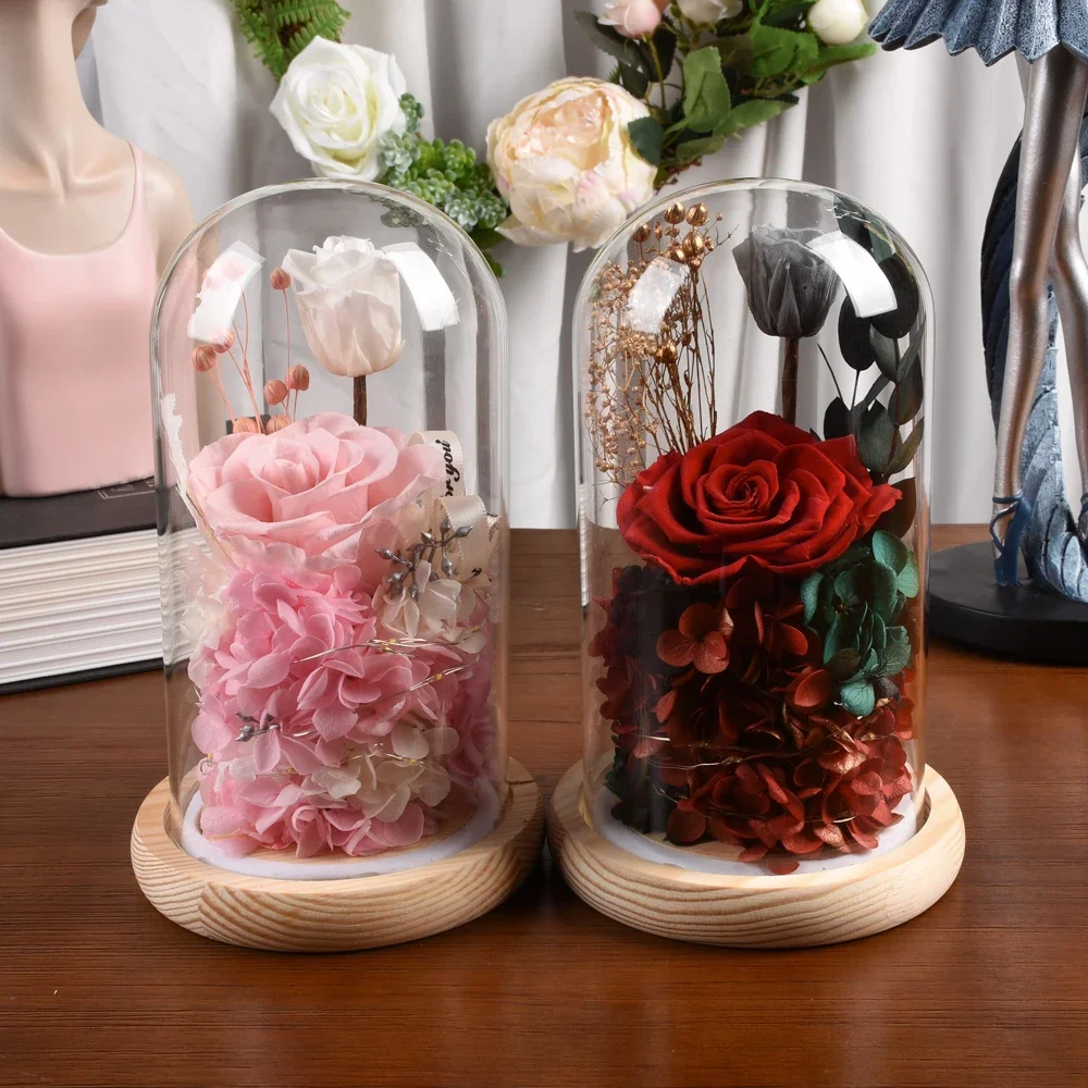 

Preserved Rose Flower Light Up Eternal Real Rose in Glass Dome for Mom Girlfriend Wife Grandma Valentine’s Day Birthday Gifts