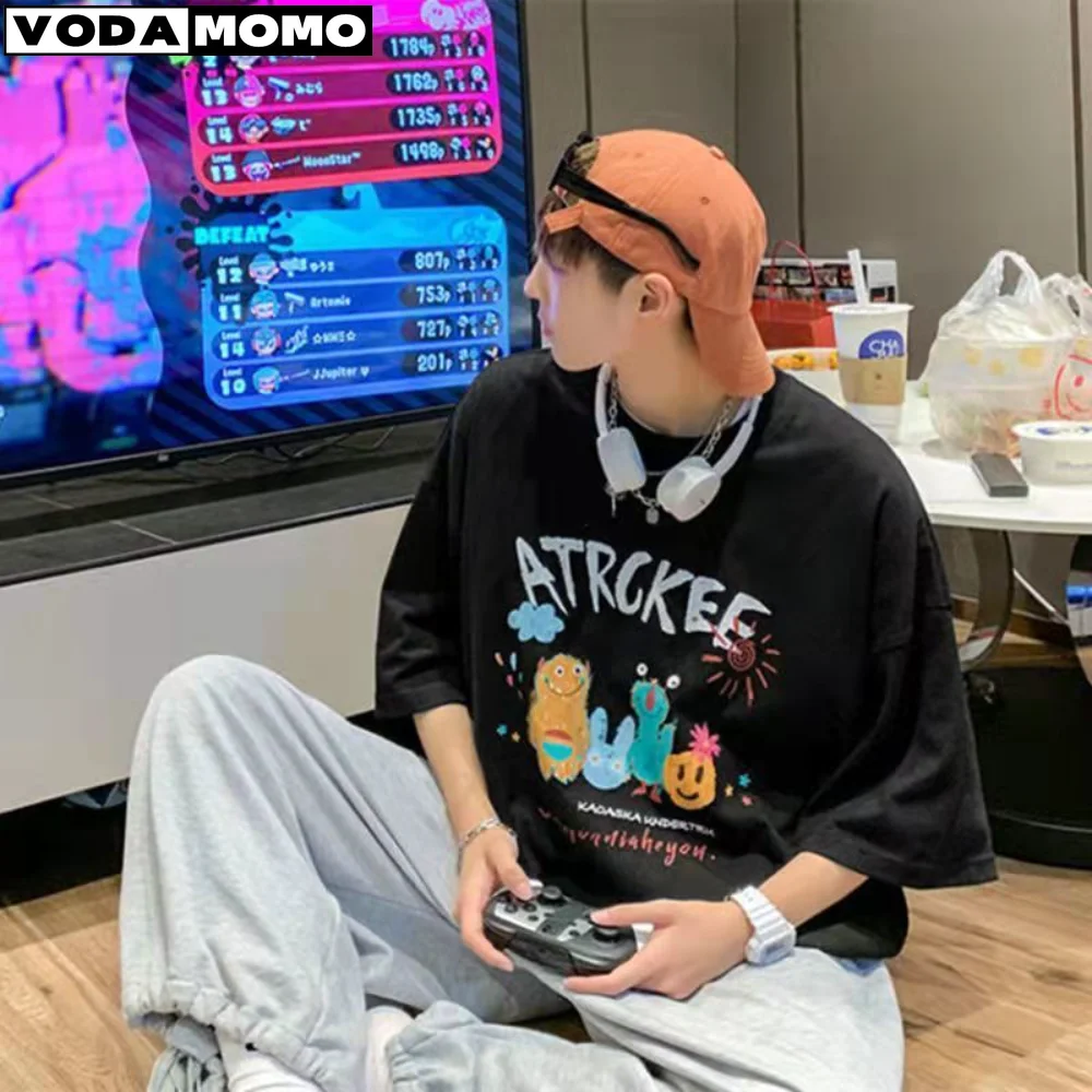 

2023 промытая Мужская футболка, Винтажная футболка унисекс с оригинальным дизайном и мультяшным принтом, уличная мода, мужские футболки с графическим принтом, футболки