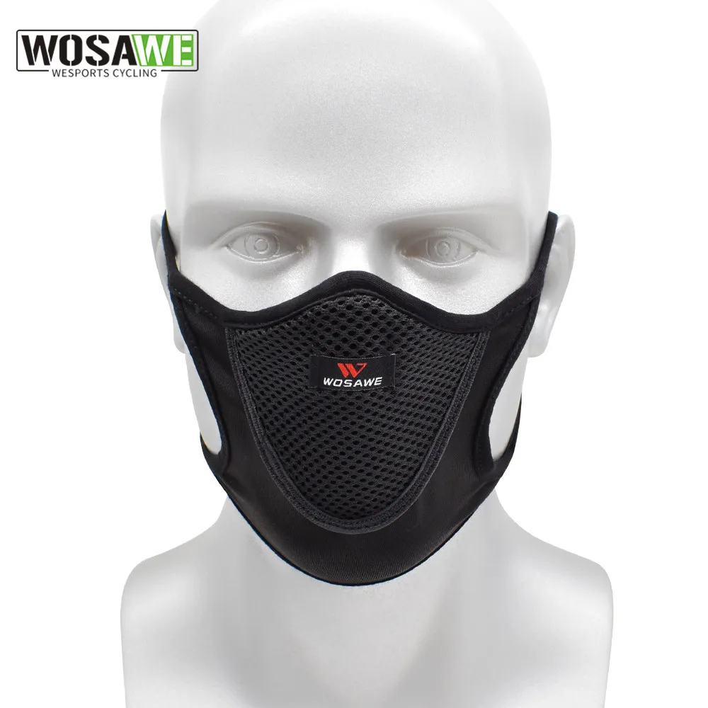 

WOSAWE Breathable Cycling Facemasks City Riding Sports Dustproof Mouth Full Cover Shield Mesh Filter Dust Training Face Mask