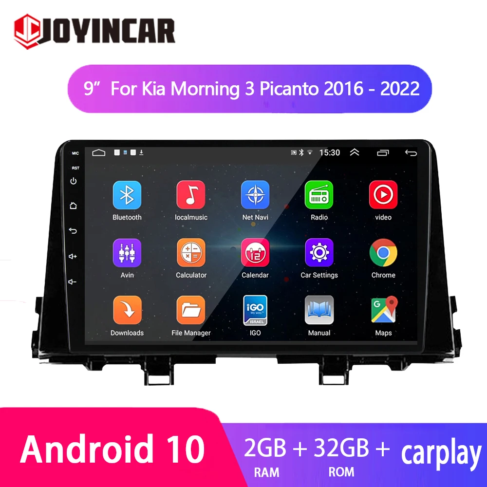 

2 Din Android 10 Carplay Car Multimedia Radio Player For KIA Morning 3 Picanto 2016-2022 9'' HD GPS Navigation Stereo Head Unit