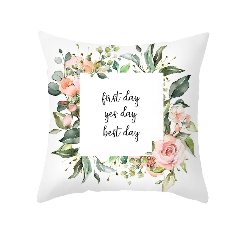 Description Picture 6 of itemSpring Letter Print Flower Pillow Case Home Decor for Sofa Cushion Cover Polyester Pillow Cover Drop Shipping Housse De Coussin