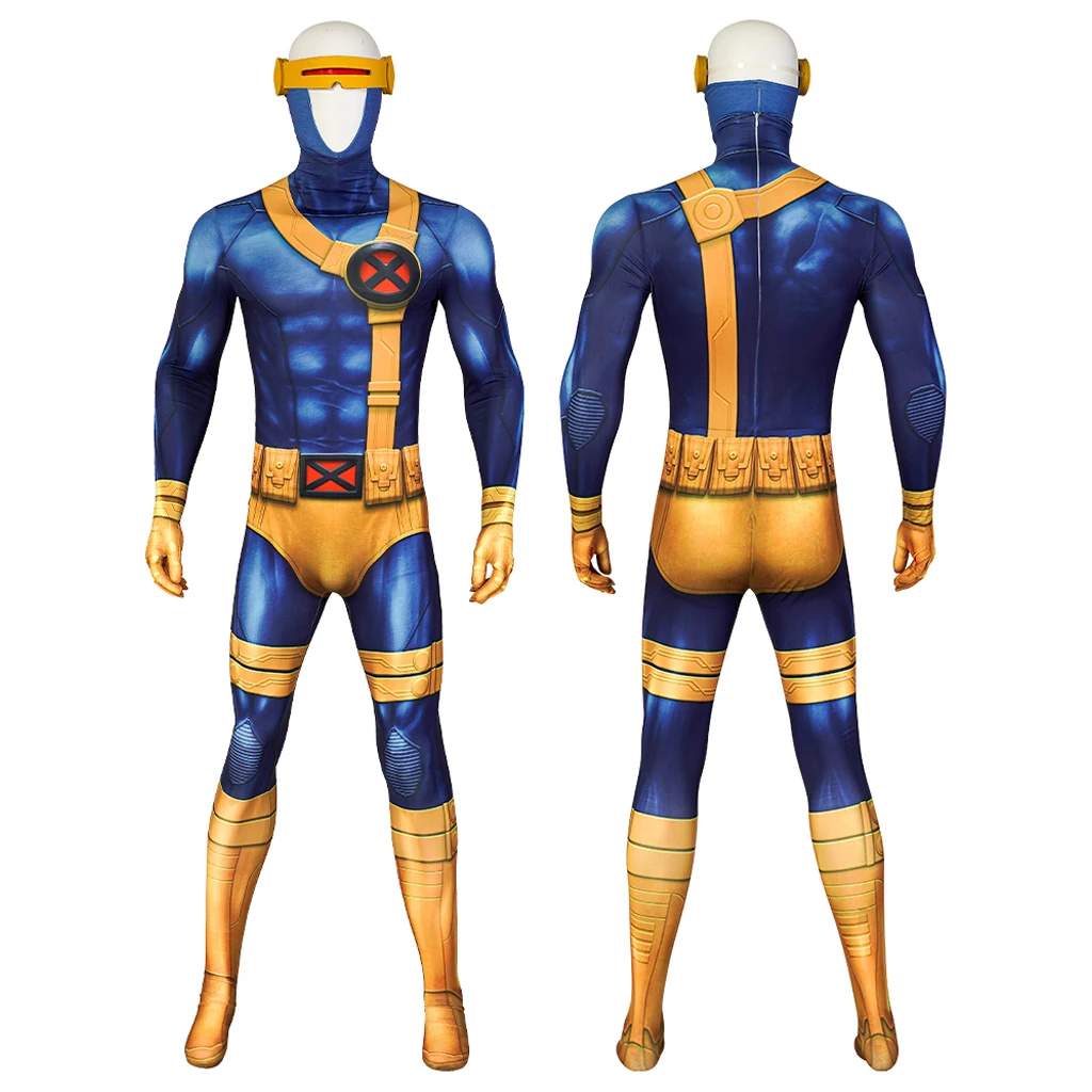 

Cyclops Cosplay Costume 3D Print Bodysuit with Mask Glasses Hero Catcher Muscle Shade Cyclops Zentai Suit Adult Halloween Outfit