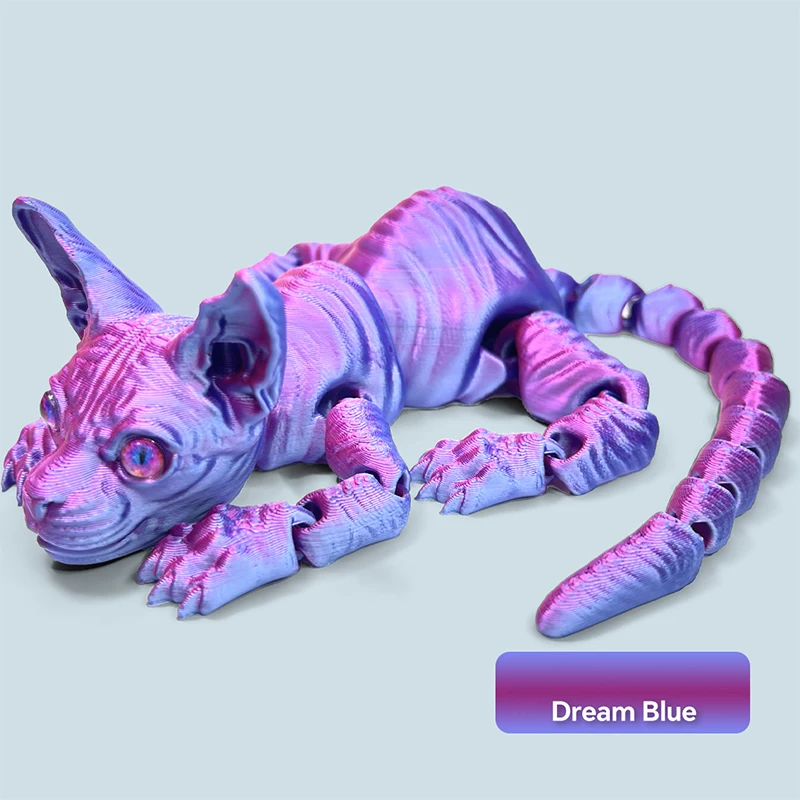 Statuetta Gatto Sphynx Stampata In 3D – Realistica E Articolata – 30,5 Cm – Blu Scuro