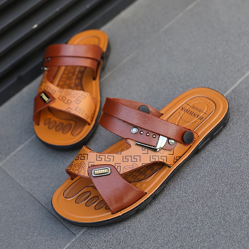 Men's Summer Flat Anti-slip Open-toe Beach Slippers