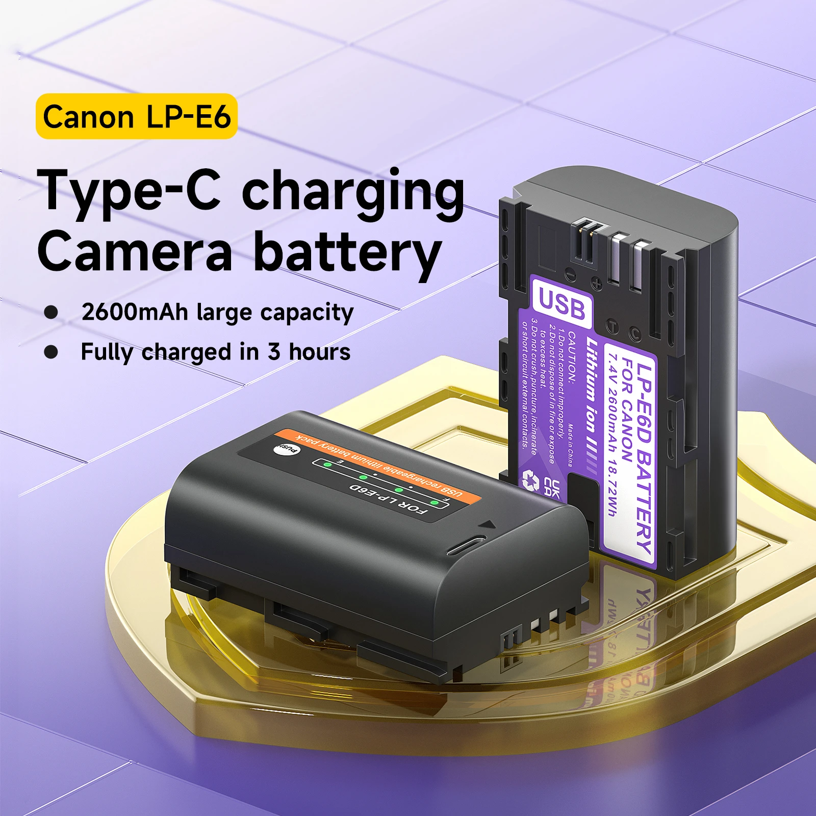 2 LP-E6 Replacement Battery Battery 2850mAh with Built-in LCD USB Cable Charger with Type C Port for LP-E6, LP-E6NH, Canon Eos 5D Mark II/III/IV, 5DS, 5DS R, 6D, 7D, 7D Mark II 2 LP-E6 Replacement Battery Battery 2850mAh with Built-in LCD USB Cable Charger with Type C Port for LP-E6, LP-E6NH, Canon Eos 5D Mark II/III/IV, 5DS, 5DS R, 6D, 7D, 7D Mark II