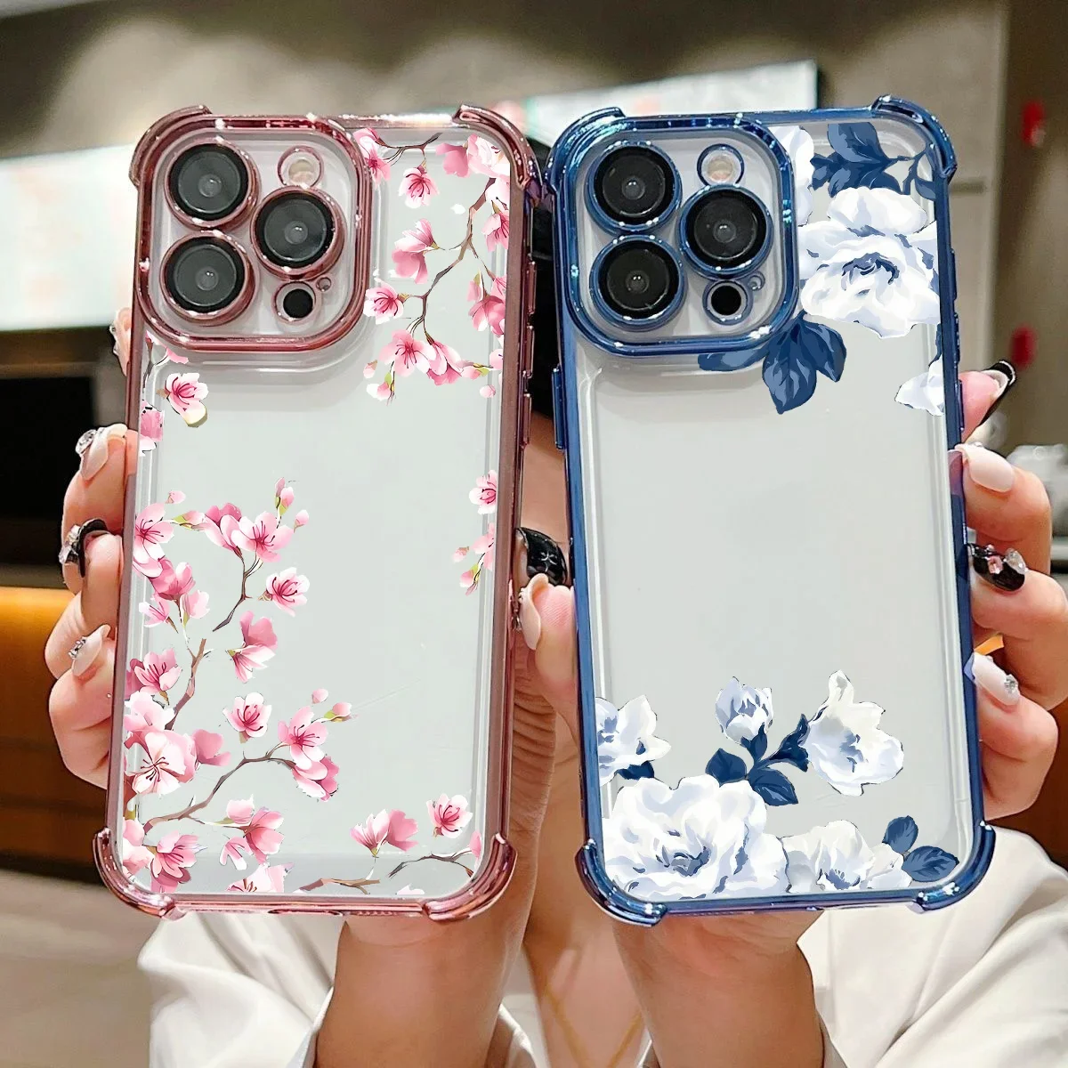 Luxury Night White Rose Cherry Blossom Phone Case - Artistic Painting Cover
