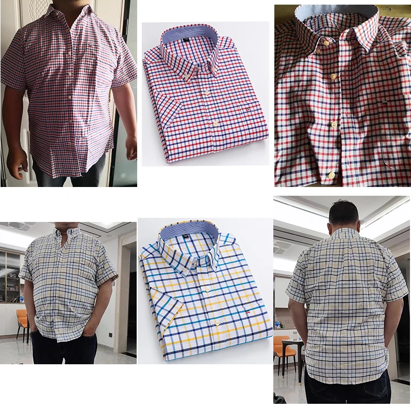 Casual Short Sleeved Shirt Men Short Sleeve Summer Plus Size Plaid Shirt Striped Male Shirt Business Casual White New Regular Fit casual short sleeved shirt short sleeved shirt