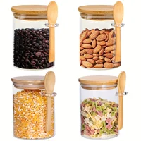 18oz Airtight Glass Jars With Lids And Spoons, Candy Jars With Lids, Clear Spice Jars, Small Food Storage Containers 1