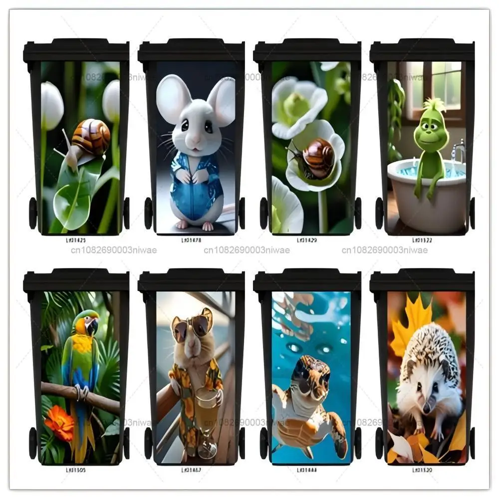 Trash Can Sticker Animal outdoor trash can stickers home decoration murals PVC waterproof and oil resistant removable stickers