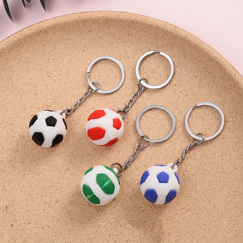 Sports Soccer Football Keychains Holder Round Resin Pendant Key Chains