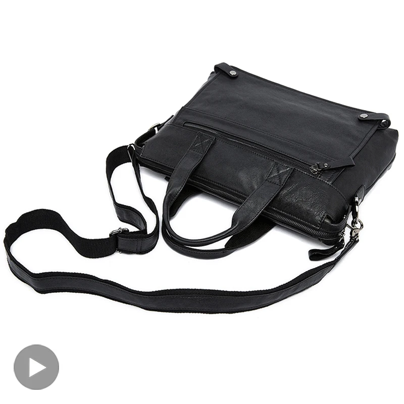 Bandolera de piel auténtica para hombre, Bolso de mano para ordenador portátil, A4, grande de viaje a la moda| | - AliExpress