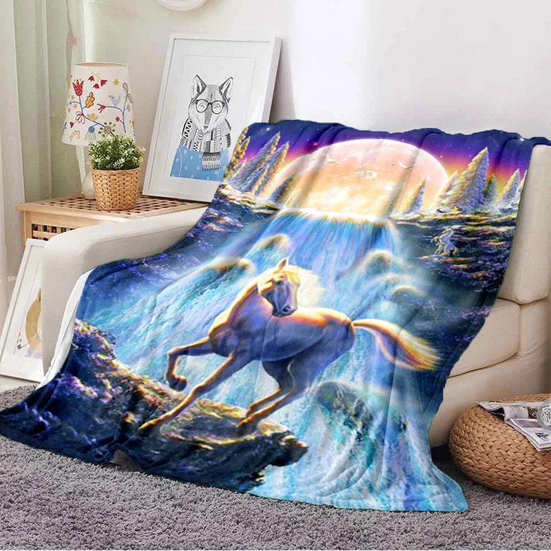 Unicorn Blanket for Girl Boy Unicorn Magic Castle Fleece Throw Blanket Super Soft Cozy Plush Fuzzy Blankets for Couc
