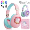 40913-42cdc3.jpg Casque Bluetooth 5.1 avec lumière LED et micro pour enfants, casque chat mignon