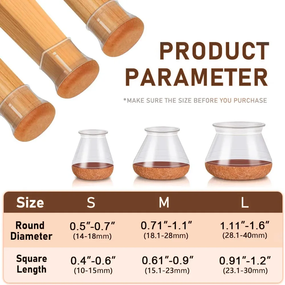 Silicone Floor Protectors for Chair Legs - Transparent, Scratch-Resistant Pads (Set of 24)