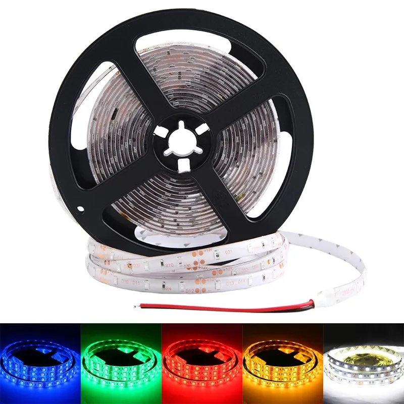 

5M/Roll RGB Warm Cool White Red Green Blue Flexible SMD3528 Waterproof LED Strip Lighs 300LEDs 60LEDs/M bande LED diode tape