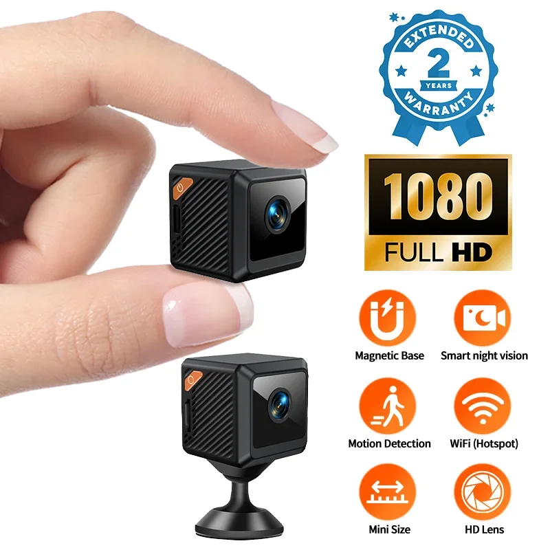 W02 1080P mini protección de seguridad vigilancia de visión nocturna para el hogar camping al aire libre WIFI subminiatura cámara inteligente para el hogar vídeo cctv