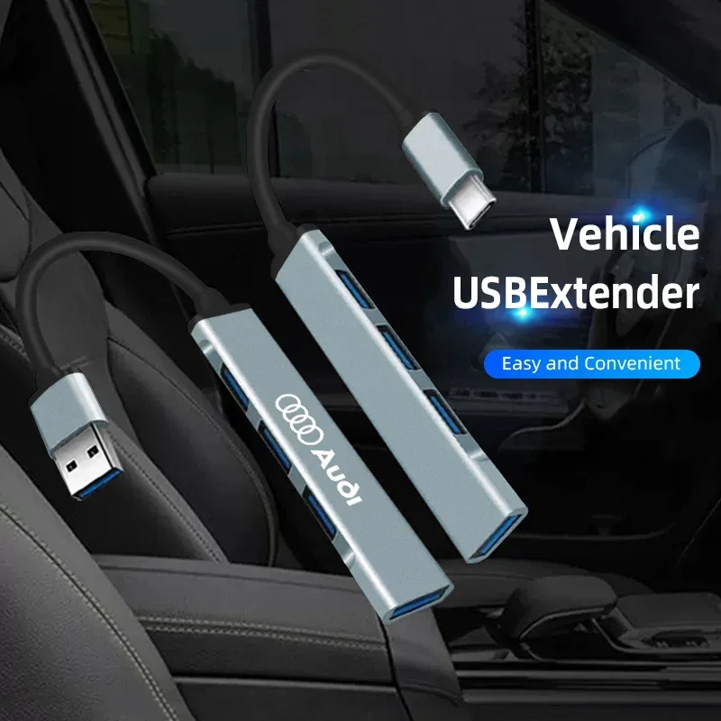 Car 4 Port USB HUB Type C Multi Splitter Adapter Accessories For Audi Quattro A3 A4 A6 A5 Q5 A1 Q7 Q3 Q2 Q8 A7 A8 TT