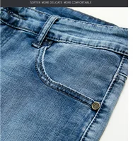 Shorts en jean pour homme été 2026 – Pantalon en denim extensible bleu foncé, design tendance, coupe slim droite, jean court pour homme 3