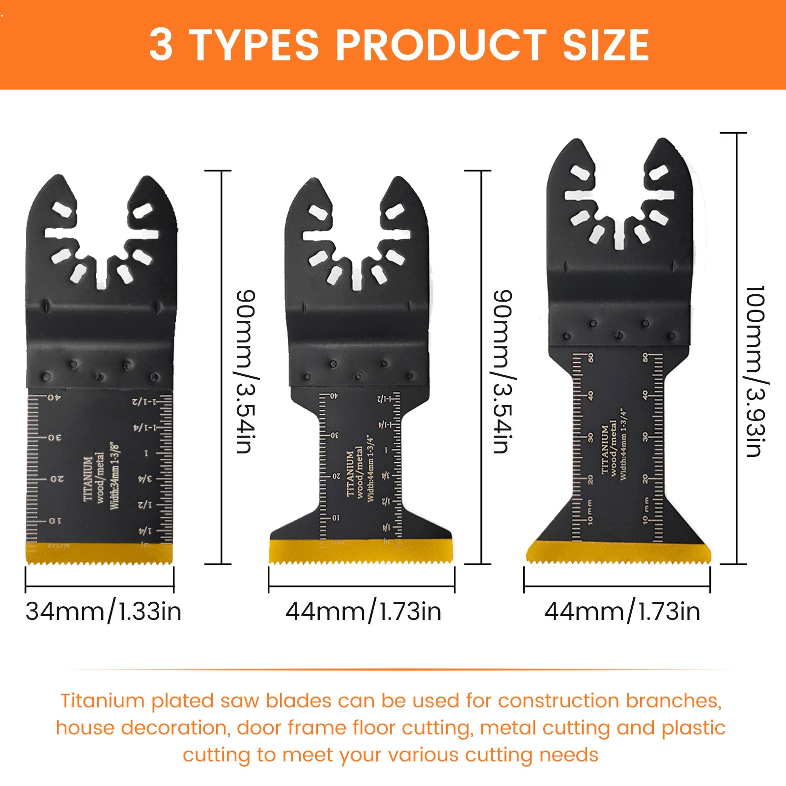 Premium Titanium Oscillating Saw Blades for Wood and Metal - Multi-Size Pack