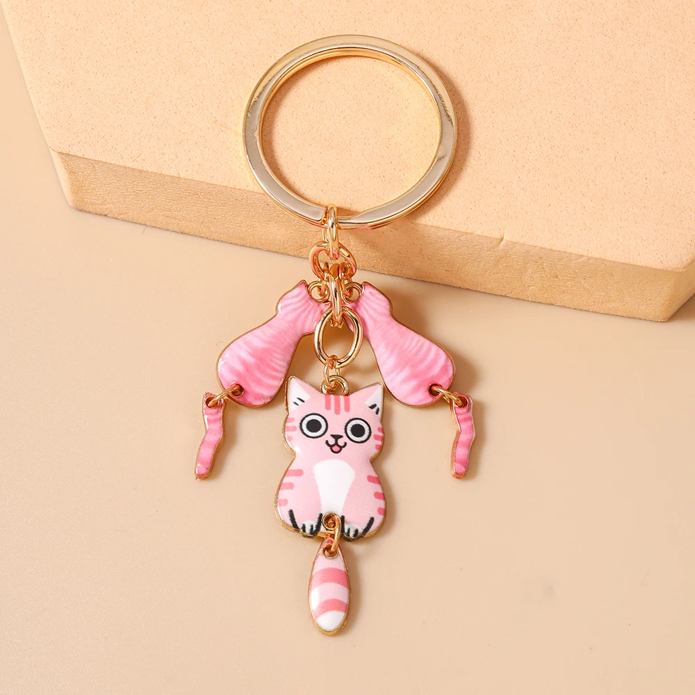 Cartoon-Tier-Schlüsselanhänger, Emaille-Katzen-Charms, Schlüsselringe für Damen und Herren, Handtaschenanhänger, Schlüsselketten, DIY-Schmuckdekoration – Detail 5