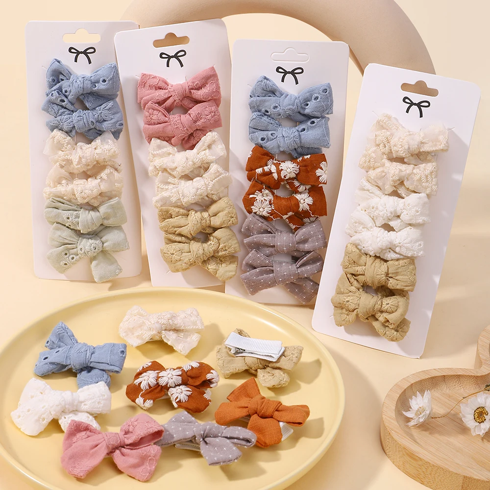 

6pcs/lot 2inch Mini Bowknot Hair Clips for Baby Girl Print Hollow Colored Hairpin Children Sweet Hairgripe Kids Hair Accessories