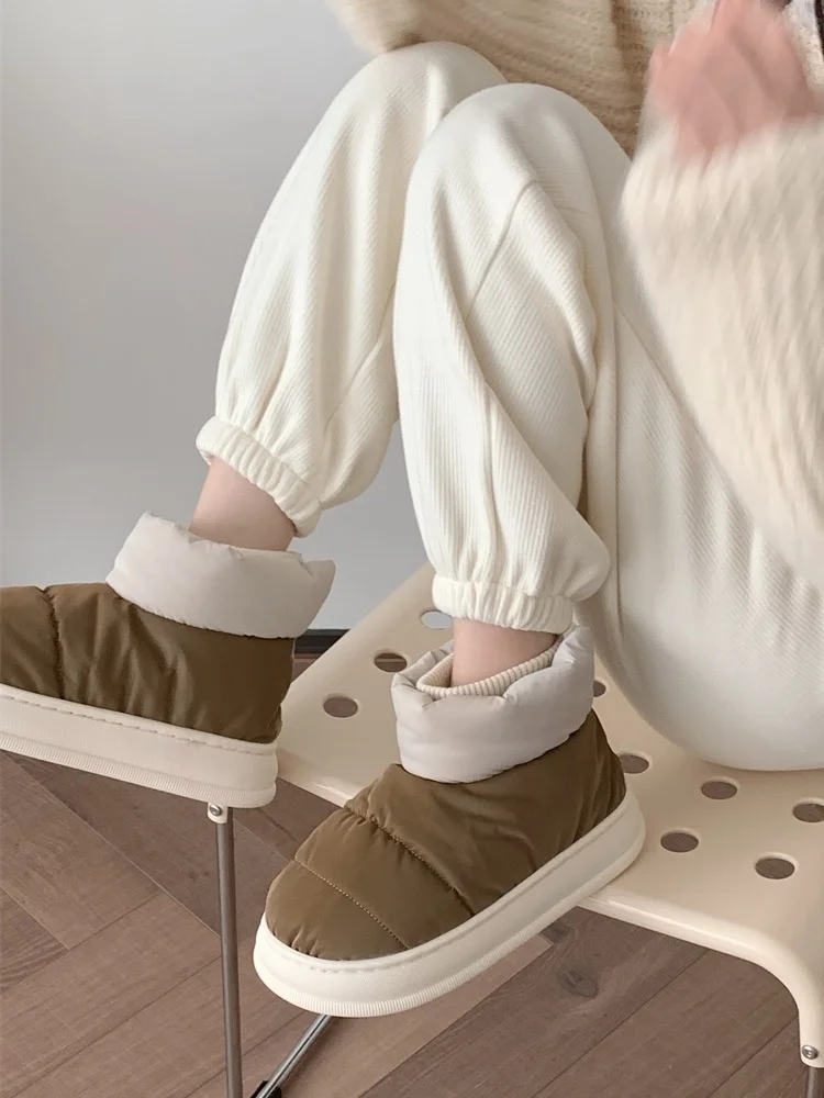 Chunky Women's Snow Boots Warm Down Winter 2022 Waterproof Female Ankle Boot With Fur Non-slip Candy Color Cotton Shoes Woman