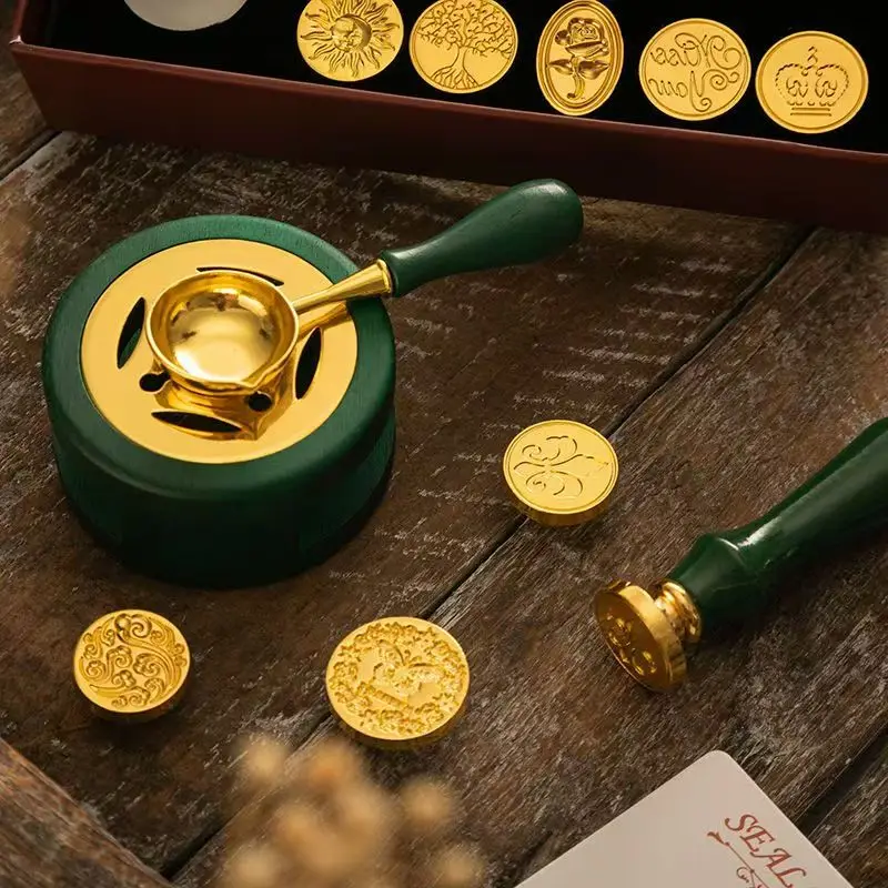 Wooden handle fire paint spoon wax grain furnace fire paint seal accessories tool Wooden spoon set