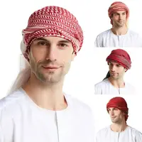 Men's Headscarf for Muslim Arab Dubai Prayer Plaid Shawl Headband Wrap Turban Kaffiyeh Square Scarves Middle East Headwear 55in