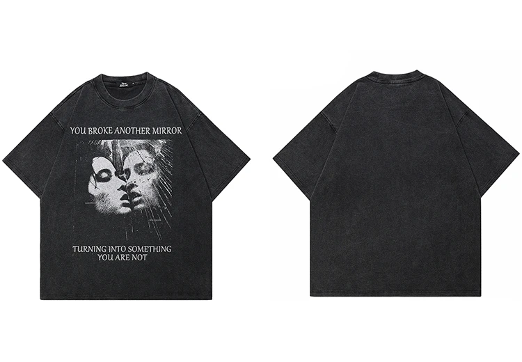 Washed Black Broken Mirror Graphic T-Shirt 5 Washed Black Broken Mirror Graphic T-Shirt S5a5532c5448e4efdb90258b055080863b