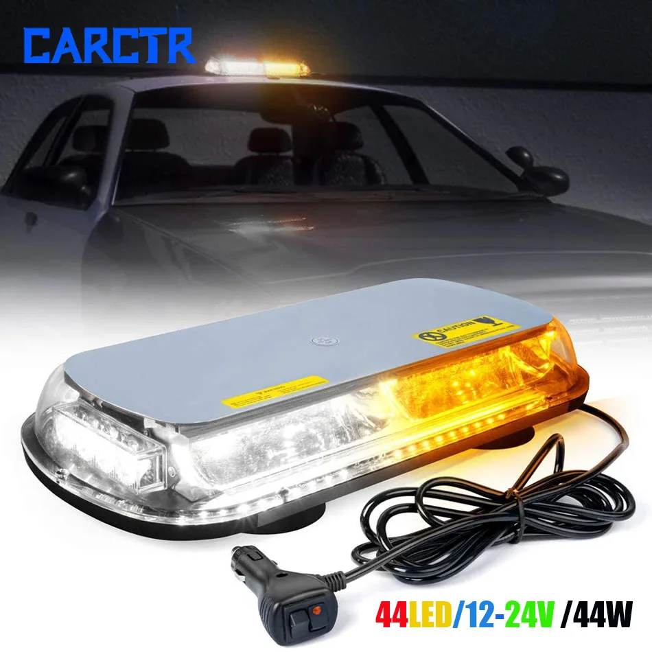 

CARCTR 44LED High Power Car Emergency Warning Light Flash Lamp DC12-24V 17 Inch Truck Trailer LED Roof light Strobe Light 44W