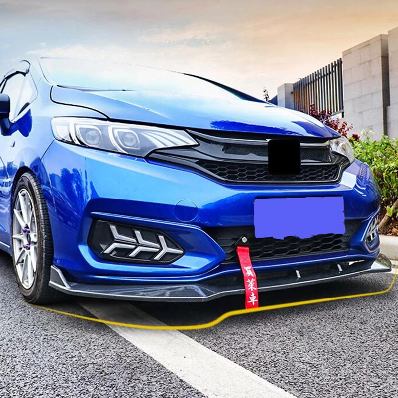 

Диффузор для переднего бампера для Honda Fit Jazz ABS, 3 шт., сплиттер для губ, черный противоударный комплект аксессуаров для корпуса 2018 2019 2020 года
